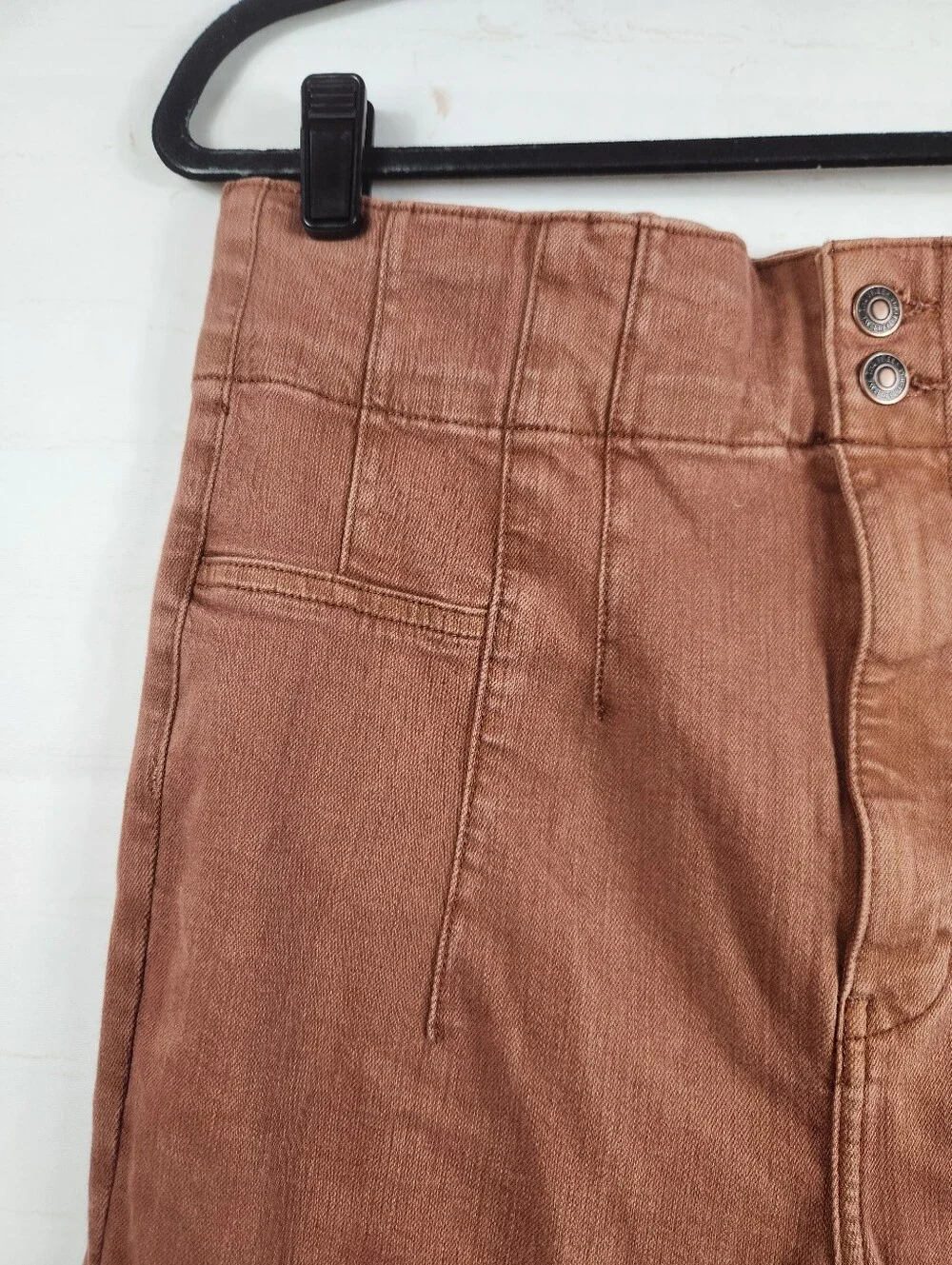 Free People We The Free Jayde High Rise Flare Jeans Rust Brown Size 32 NWT